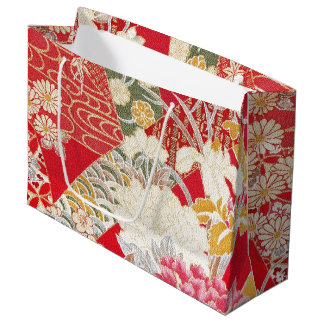 Grand Sac Cadeau Japonais KIMONO Textile, motif floral