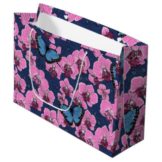 Grand Sac Cadeau Jardin botanique d'orchidées avec papillons II