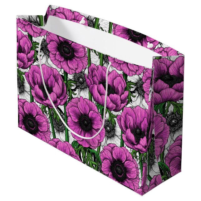 Grand Sac Cadeau Jardin d'anémone rose (Dos Angle)