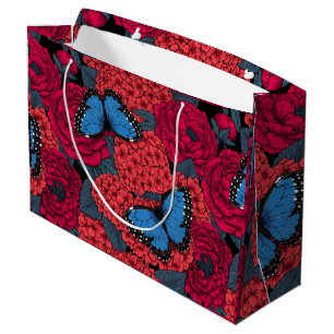 Grand Sac Cadeau Jardin de morpho bleu
