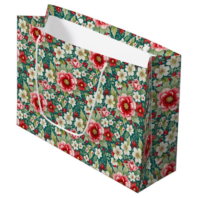 Grand Sac Cadeau Jardin de Noël (Devant Angle)
