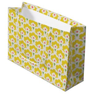 Grand Sac Cadeau Jardin Fleur Jaune Retro Motif