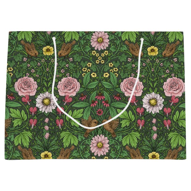 Grand Sac Cadeau Jardin sauvage en vert (Devant)