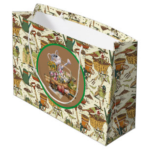 Grand Sac Cadeau Jardinier Vintage