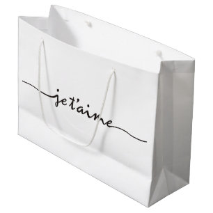 Grand Sac Cadeau je t'aime - Je t'aime en français - noir