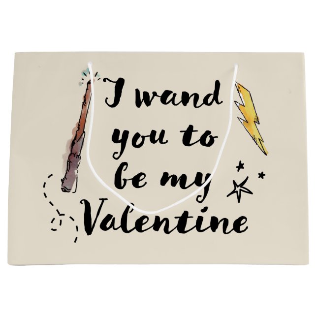 Grand Sac Cadeau Je Vous Demande D'Être Ma Valentine (Devant)