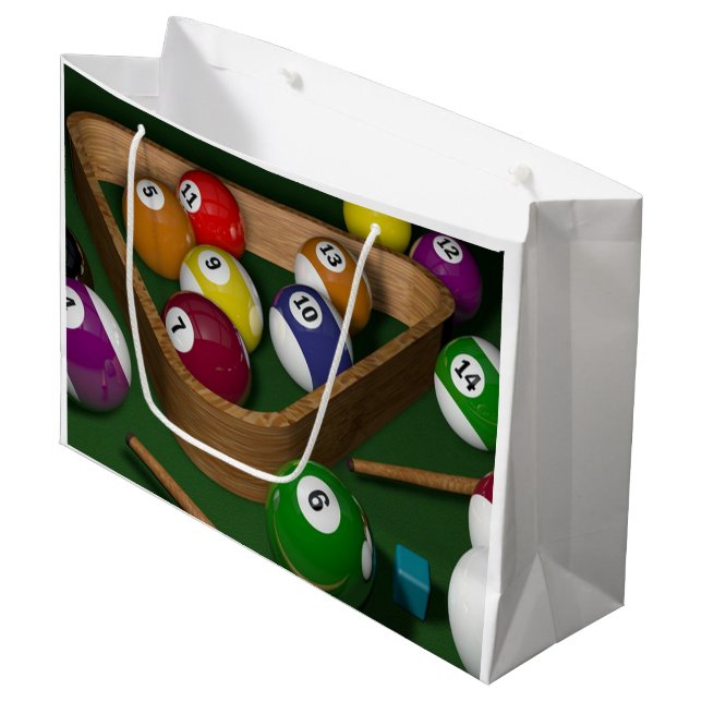 Grand Sac Cadeau Jeu de billard (Devant Angle)
