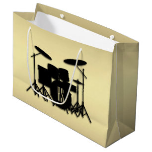 Grand Sac Cadeau Jeu de tambour monogramme or