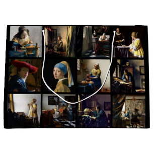 Grand Sac Cadeau Johannes Vermeer - Grille des chefs-d'oeuvre