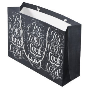Grand Sac Cadeau Joie au Monde Chalkboard Calligraphie religieuse