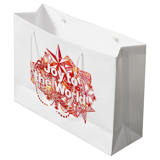 Grand Sac Cadeau Joie de Noël au monde (Devant Angle)