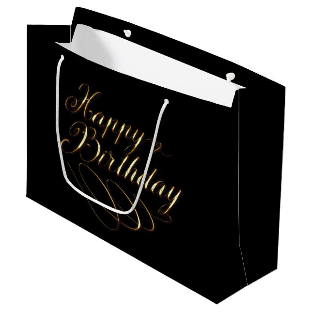 Grand Sac Cadeau Joli Anniversaire unisexe art du mot (Devant Angle)