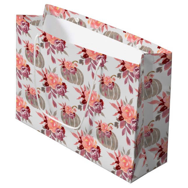 Grand Sac Cadeau Joli Baby shower Citrouille aquarelle (Devant Angle)