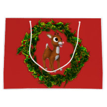 Joli cerf de Noël et couronne