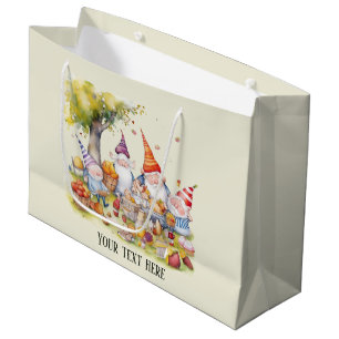 Grand Sac Cadeau Joli gnomes pique-nique ajouter un message