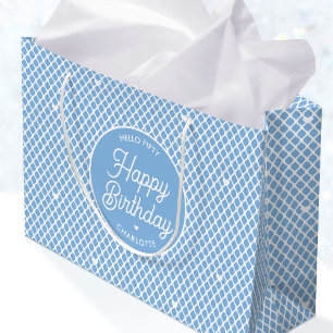 Grand Sac Cadeau Joli Joyeux Anniversaire Nom Tout Âge Joli Bleu
