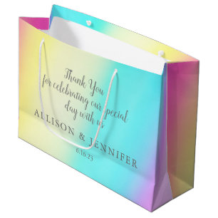 Grand Sac Cadeau Joli Mariage arc-en-ciel personnalisé