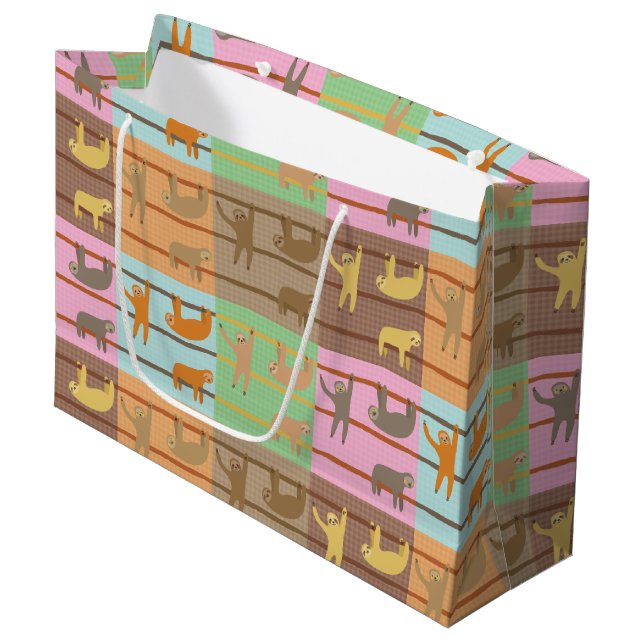 Grand Sac Cadeau Joli Motif de fentes (Devant Angle)