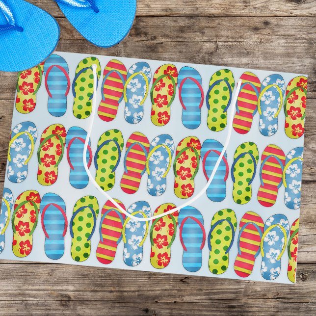 Grand Sac Cadeau Joli Motif de tongs d'été (Créateur téléchargé)