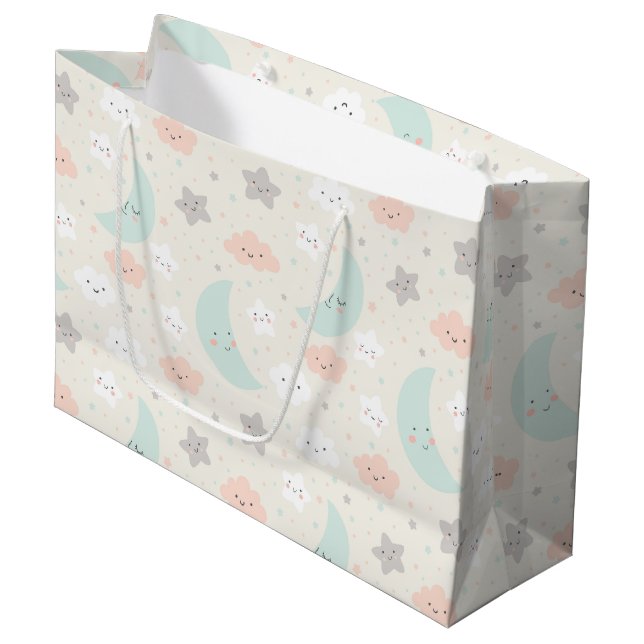 Grand Sac Cadeau Joli Motif Pastel Sky souriant (Devant Angle)