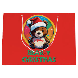 Grand Sac Cadeau Jolie adorable Kawaii Chibi Ours de Noël
