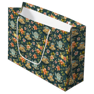 Grand Sac Cadeau Jolie fête des amateurs de thé carrelée