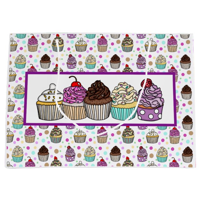 Grand Sac Cadeau Jolis Cupcakes (Devant)