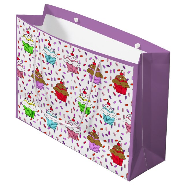 Grand Sac Cadeau Jolis gâteaux et pépites de sucre (Devant Angle)