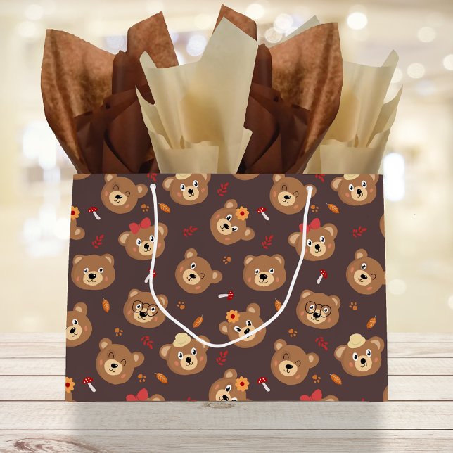 Grand Sac Cadeau Jote Ours Face aux enfants Motif (Créateur téléchargé)