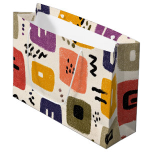 Grand Sac Cadeau Jouer Retro Doodle Abstrait Moderne du milieu du