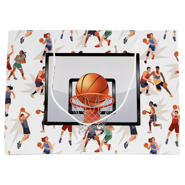 Grand Sac Cadeau Joueur De Basket (Devant)