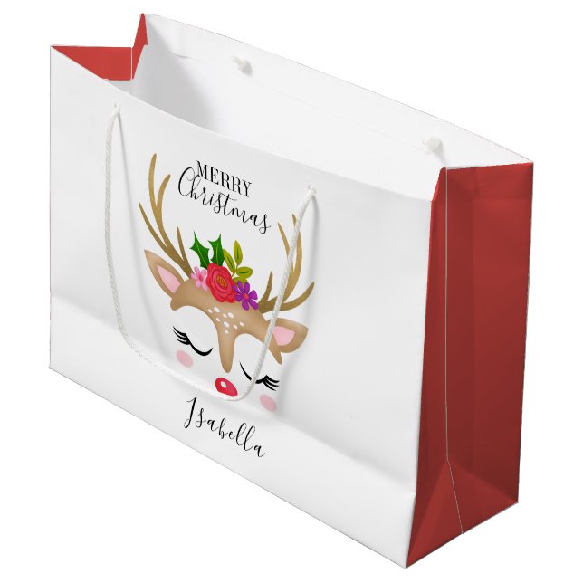 Grand Sac Cadeau Jour férié de Noël (Devant Angle)