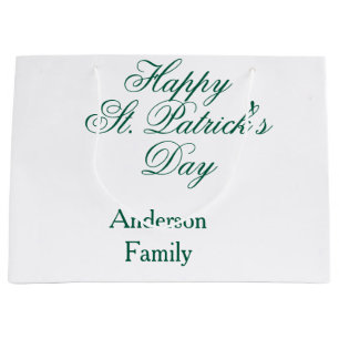 Grand Sac Cadeau Joyeuse fête de la Saint-Patrick nom de famille ve
