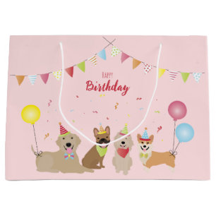 Grand Sac Cadeau Joyeuse fête des chiens d'anniversaire