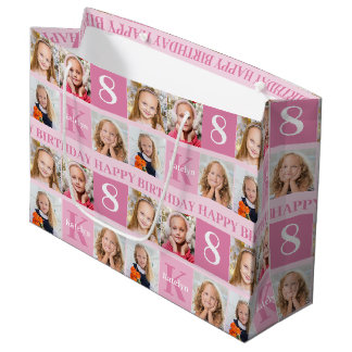 Grand Sac Cadeau Joyeuse fille d'anniversaire Pretty Pink Photo Col