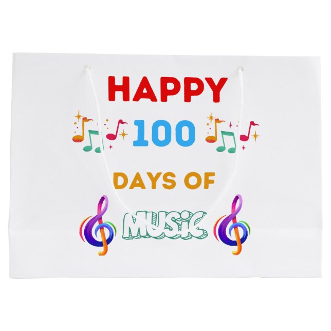 Grand Sac Cadeau Joyeux 100 jours de musique (Dos)