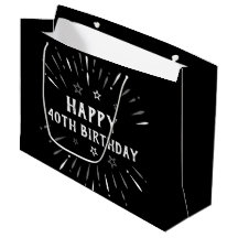Joyeux 40e anniversaire feux d'artifice noir blanc