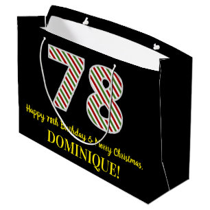 Grand Sac Cadeau Joyeux 78e anniversaire & Joyeux Noël, Nom personn