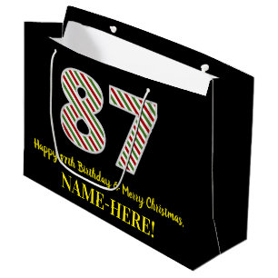 Grand Sac Cadeau Joyeux 87e anniversaire & Joyeux Noël, Nom person