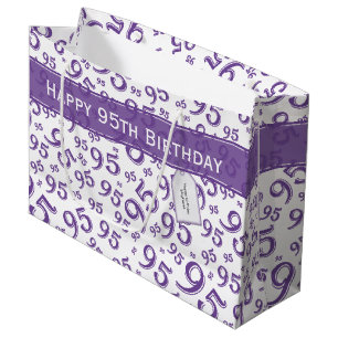Grand Sac Cadeau Joyeux 95e anniversaire Numéro Motif pourpre