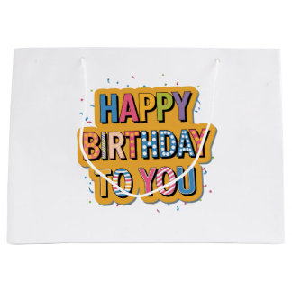 Grand Sac Cadeau Joyeux Anniversaire à motifs