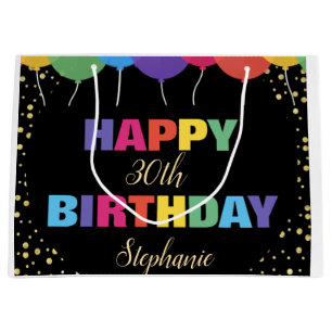Grand Sac Cadeau Joyeux Anniversaire Année Personnalisée Nom Ballon