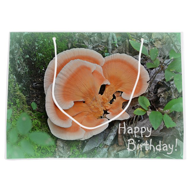 Grand Sac Cadeau Joyeux anniversaire aux champignons (Devant)
