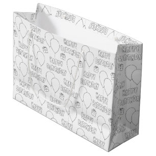 Grand Sac Cadeau Joyeux anniversaire avec un Arrière - plan blanc