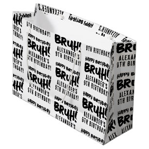 Grand Sac Cadeau Joyeux anniversaire Bruh Boy's adolescent Ado Boy