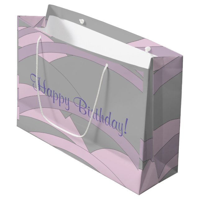 Grand Sac Cadeau Joyeux anniversaire élégant (Devant Angle)