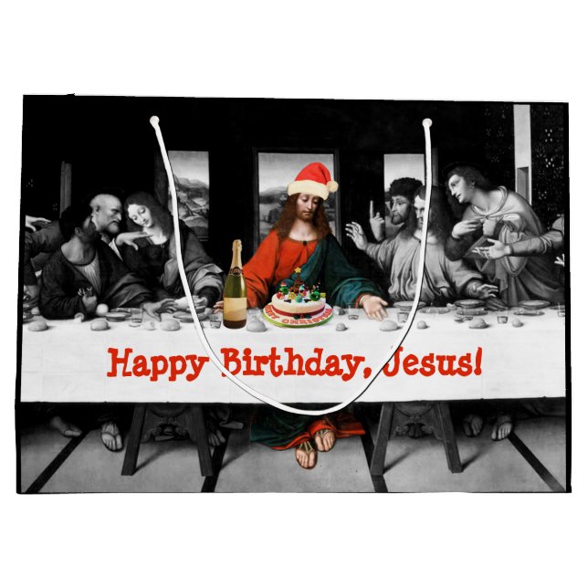 Grand Sac Cadeau Joyeux anniversaire, Jésus ! Noël drôle (Dos)