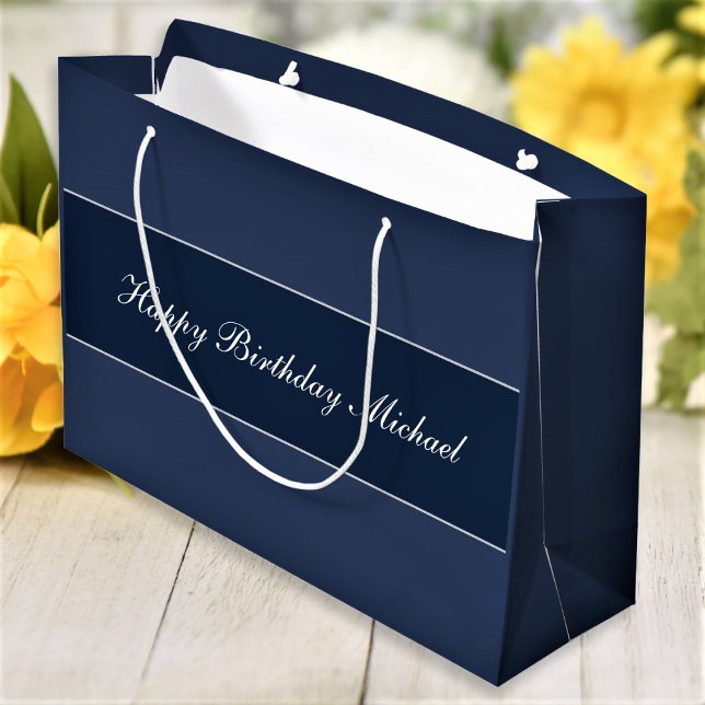 Grand Sac Cadeau Joyeux Anniversaire Nom du texte du script personn (Créateur téléchargé)