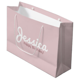 Grand Sac Cadeau Joyeux anniversaire, Nom personnalisable Or Rose