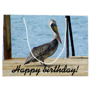 Grand Sac Cadeau Joyeux anniversaire ! Pélican sur la photo de